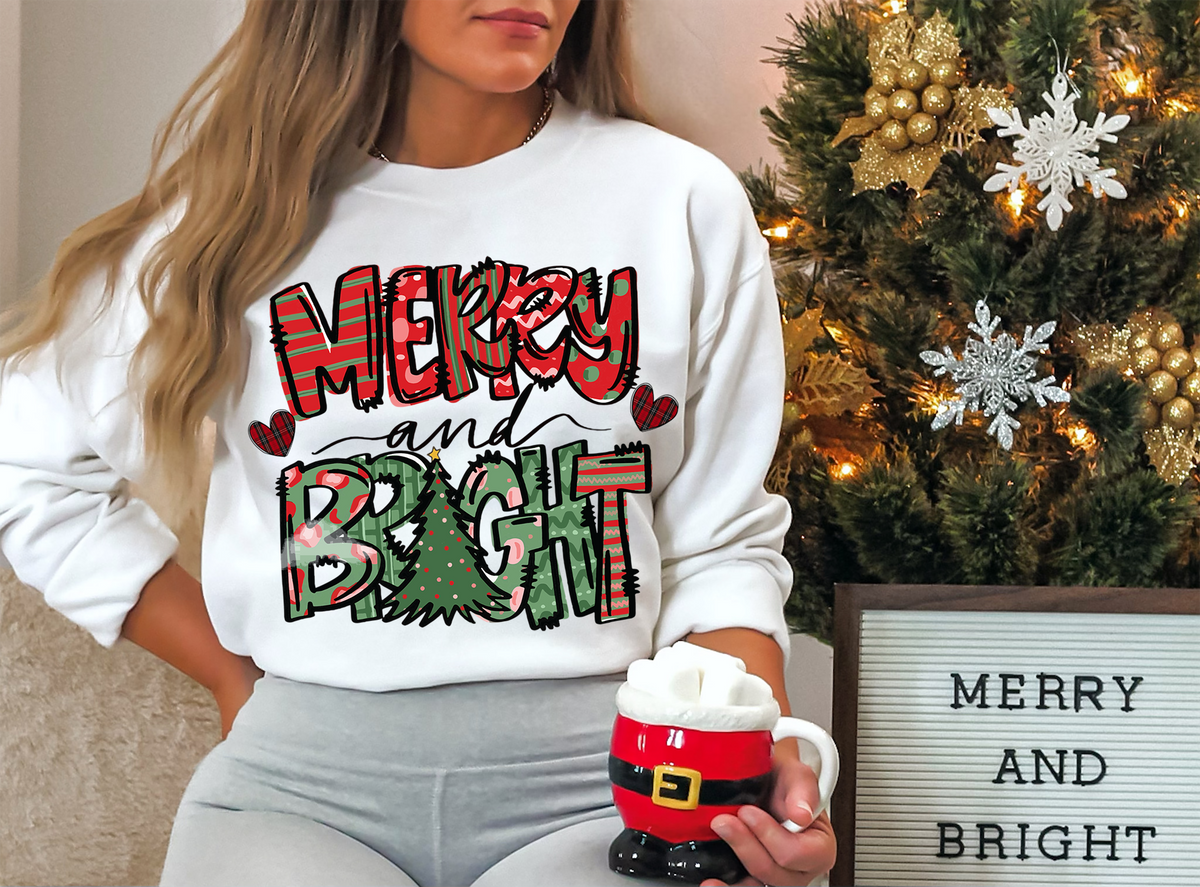 Merry and Bright christmas sweater sweatshirt or hoodie for xmas Merry Christmas crewneck Unisex