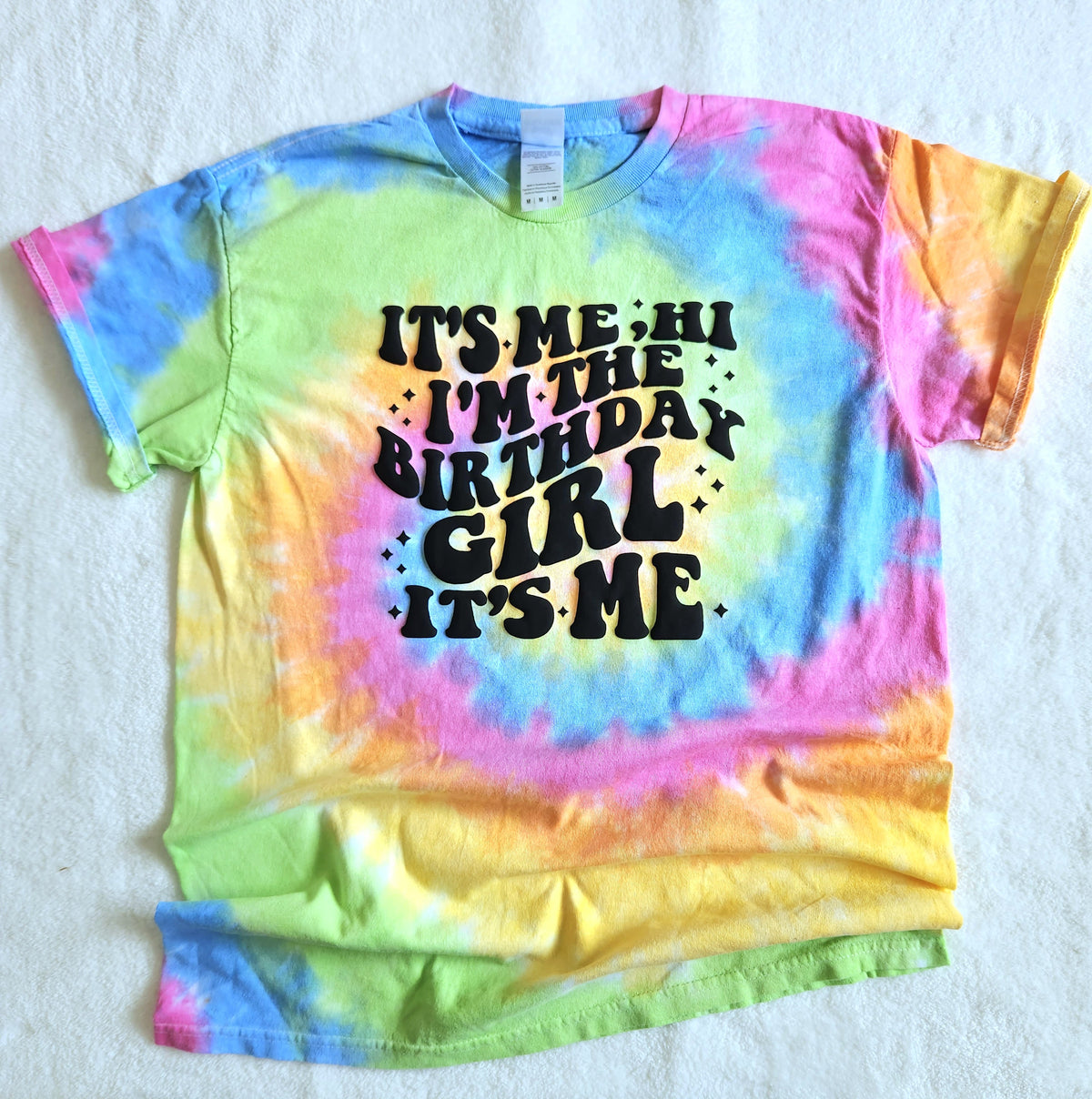 Embossed It's Me Hi I'm The Birthday Girl Shirt for Women and Girls Puff printed Birthday Tee, Tie Dye Birthday Girl T-shirt Tye Dye Birthday Era, Birthday Gift