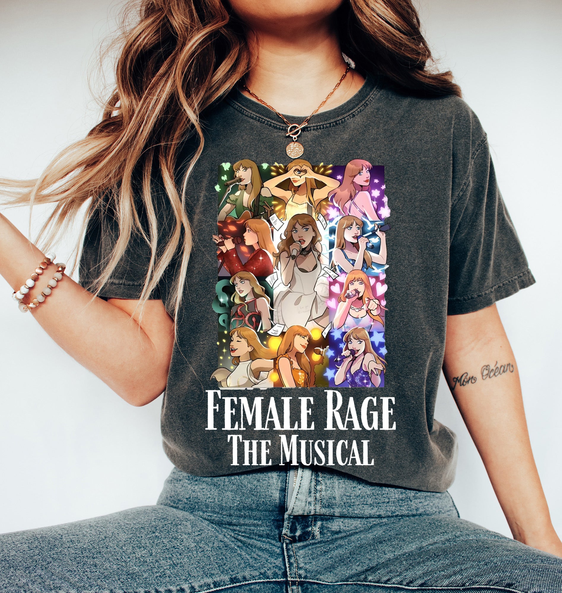 Anime Female Rage The Musical Shirt, , Eras Tour Paris, TTPD Setlist Tee, Viral Exclusive taylor shirt animation cartoon