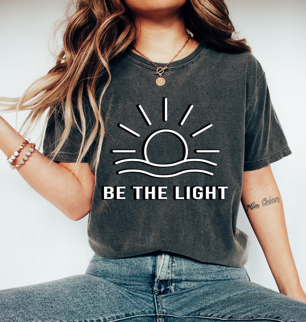 Be The Light shirt sweatshirt puff printed Suicide prevention and awareness mental health matters Sun and Waves motivational kind quotes shirt positivity workout motivation shirt UNISEX