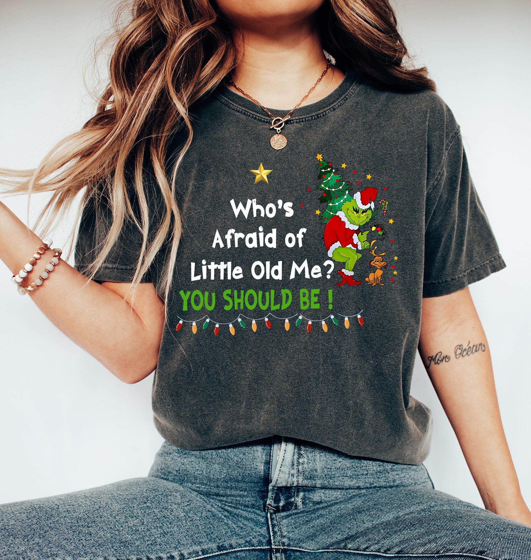 Who's Afraid of little olf Me Grinch Christmas Shirt, Swfities christmas Gift, Swifie shirt, Taylor christmas shirt, Grinchmas Christmas sweatshirt, Grinch Christmas movie sweater, holiday crewneck Christmas friends shirt, Xmas gifts For women