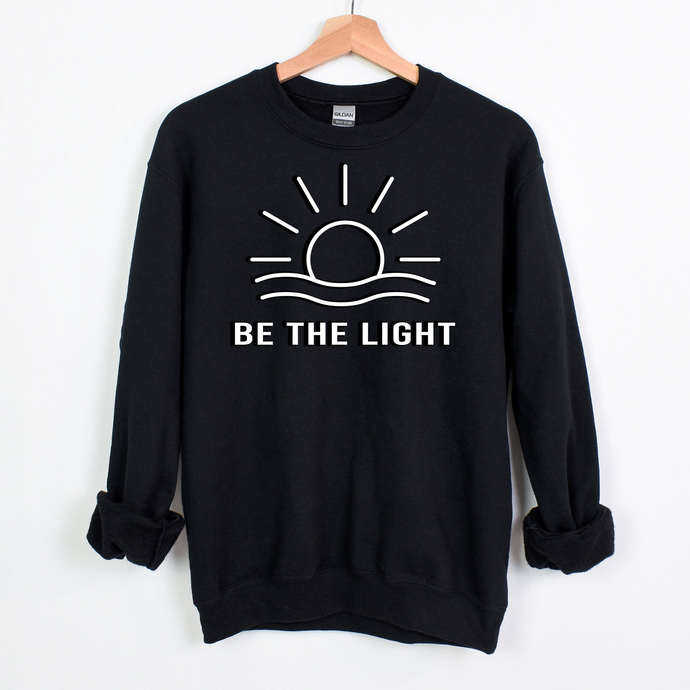 Be The Light shirt sweatshirt puff printed Suicide prevention and awareness mental health matters Sun and Waves motivational kind quotes shirt positivity workout motivation shirt UNISEX