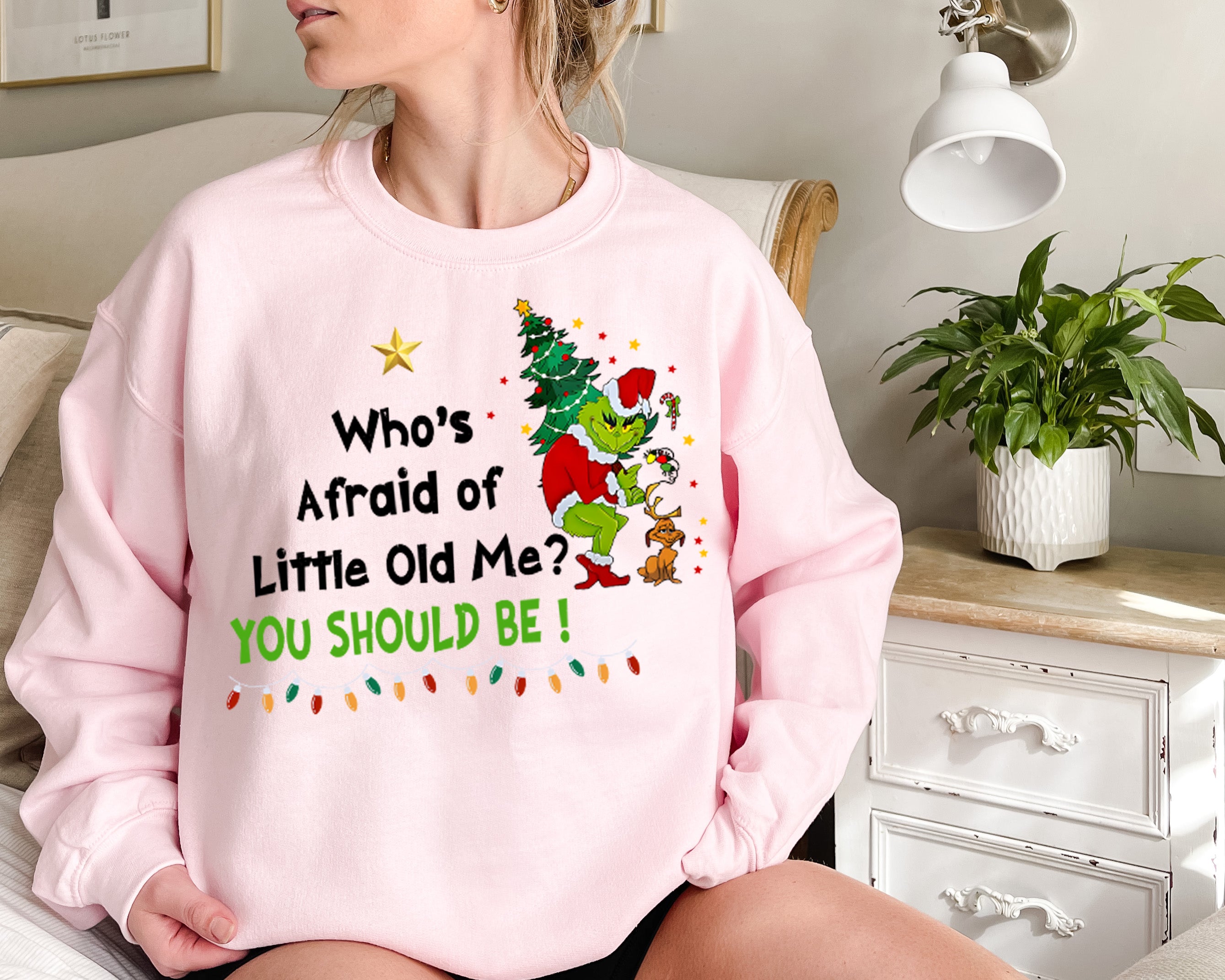 Who's Afraid of little olf Me Grinch Christmas Shirt, Swfities christmas Gift, Swifie shirt, Taylor christmas shirt, Grinchmas Christmas sweatshirt, Grinch Christmas movie sweater, holiday crewneck Christmas friends shirt, Xmas gifts For women