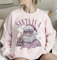 Santa is a Swiftie shirt Merry Swiftmas, Retro Santa Christmas Blowing Bubble Sweatshirt, Funny Santa With Sunglasses Xmas,Vintage Merry Christmas Shirt,Pink Santa Christmas Tshirts