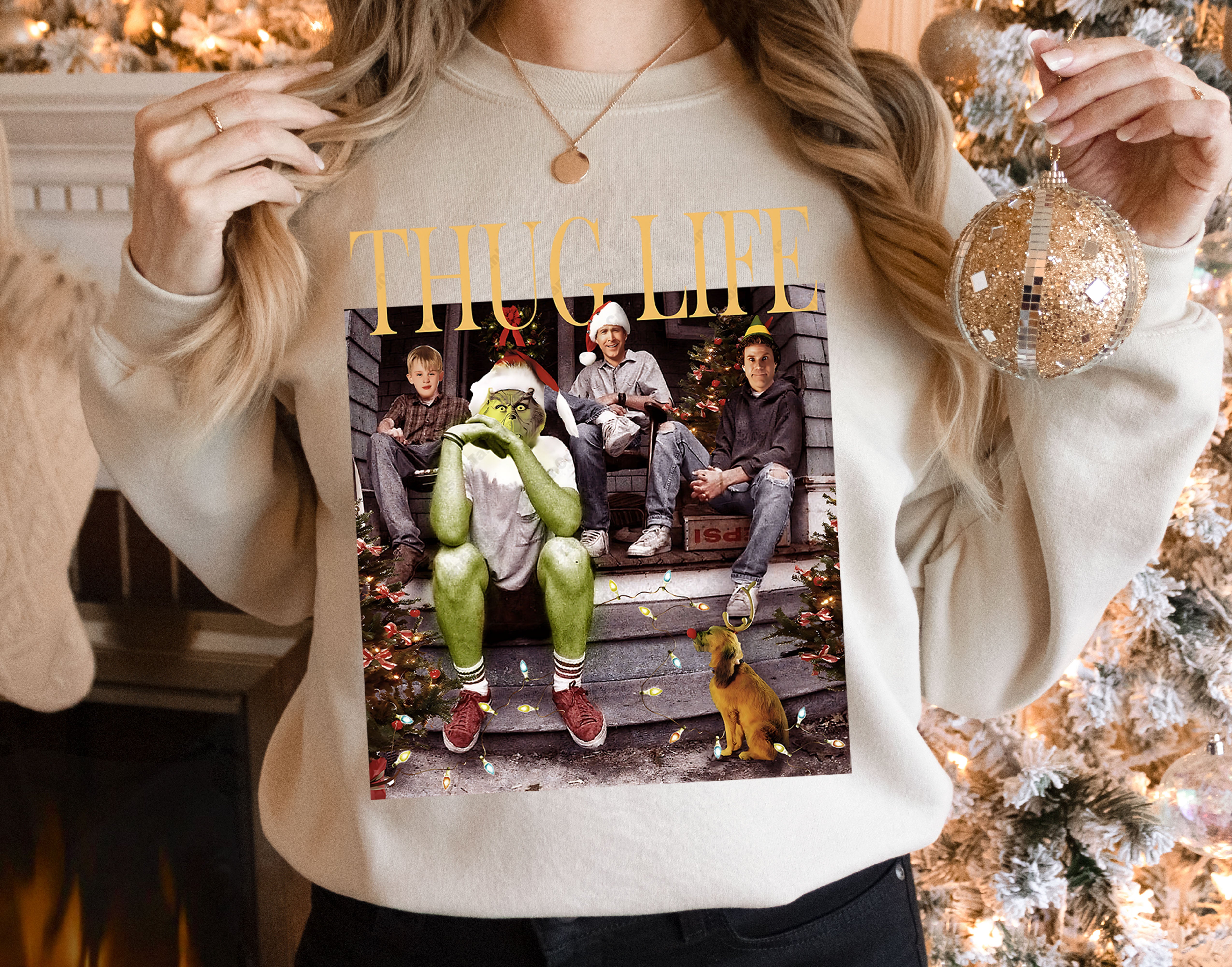 Thug Life Christmas Shirt, Christmas sweatshirt, Christmas movie sweater, holiday crewneck Christmas friends shirt, Xmas gifts For women