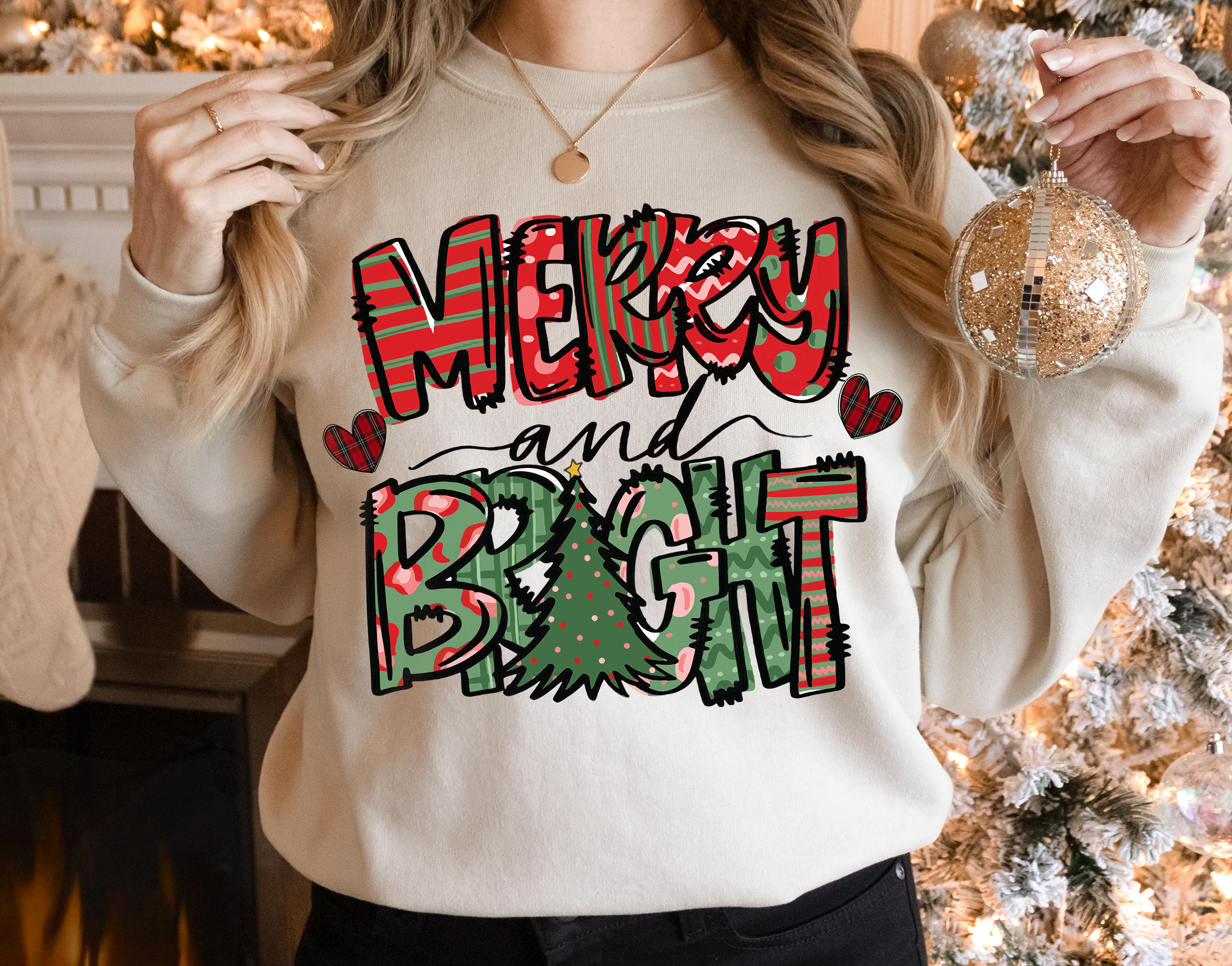 Merry and Bright christmas sweater sweatshirt or hoodie for xmas Merry Christmas crewneck Unisex