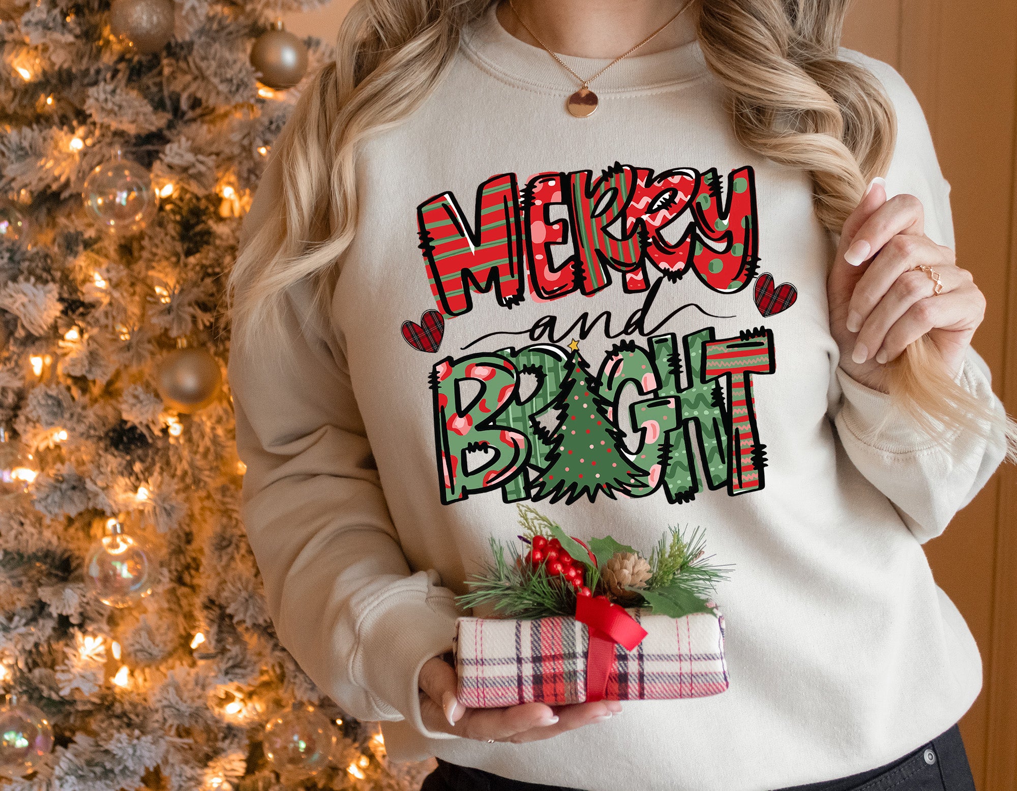 Merry and Bright christmas sweater sweatshirt or hoodie for xmas Merry Christmas crewneck Unisex