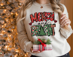 Merry and Bright christmas sweater sweatshirt or hoodie for xmas Merry Christmas crewneck Unisex