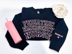 Embossed Registered Nurse UNISEX Sweatshirt - Puff Custom Nurse Sweater With Personalized Name on Sleeve - Nurse Gift