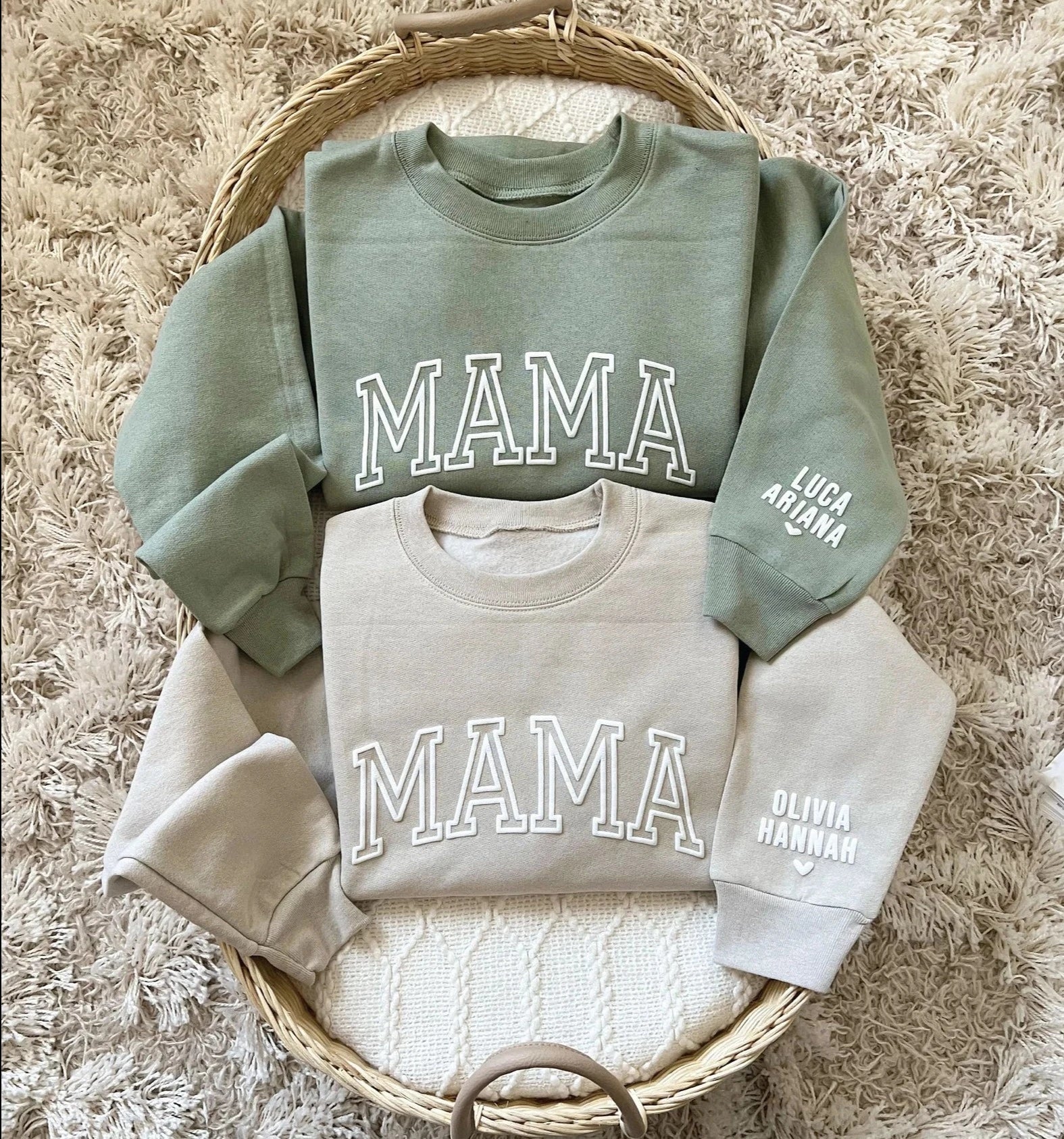 Mama Sweatshirt with Kid Names on Sleeve, Mothers Day Gift, Birthday Gift for Mom, New Mom Gift, Minimalist Cool Mom Sweater