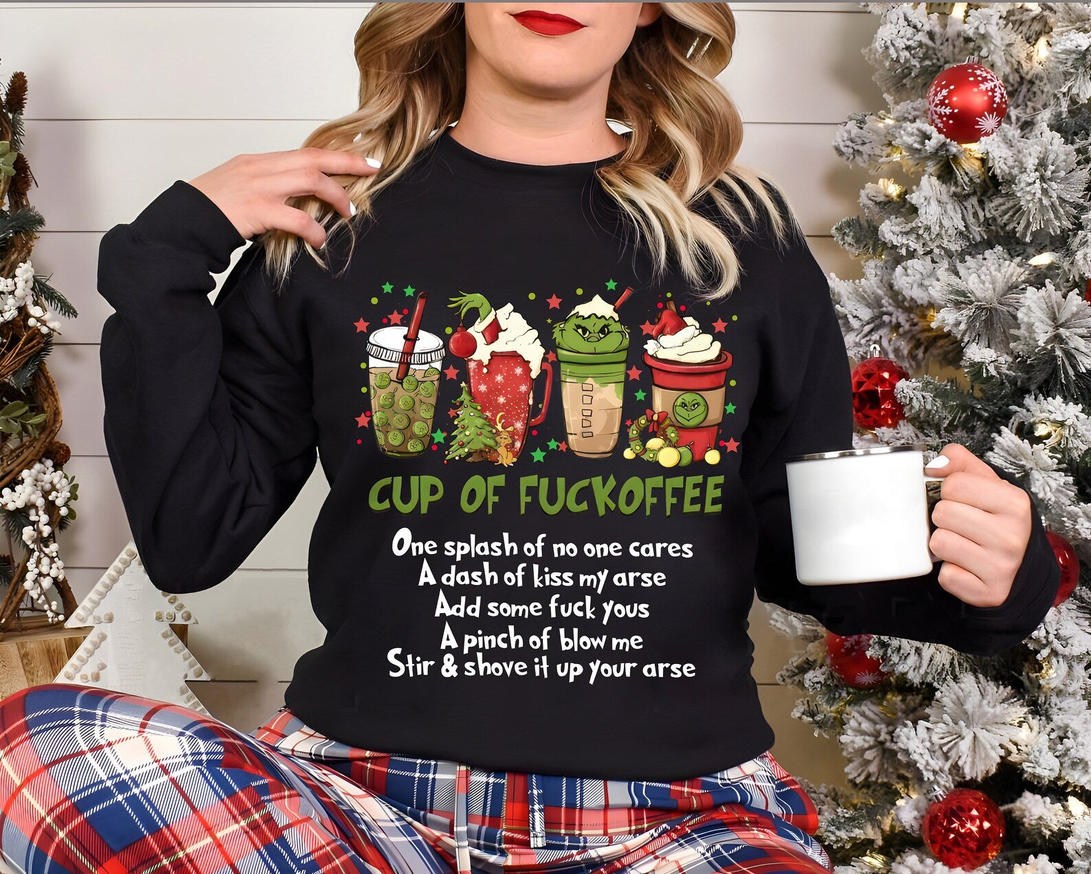 Cup of fuckoffee Grinch Sweatshirt shirt, Coffee Sweatshirt, Grinchmas Sweatshirts, Christmas Drinks Sweatshirt, Funny Christmas Sweatshirt hoodie or Comfort Color T-Shirt