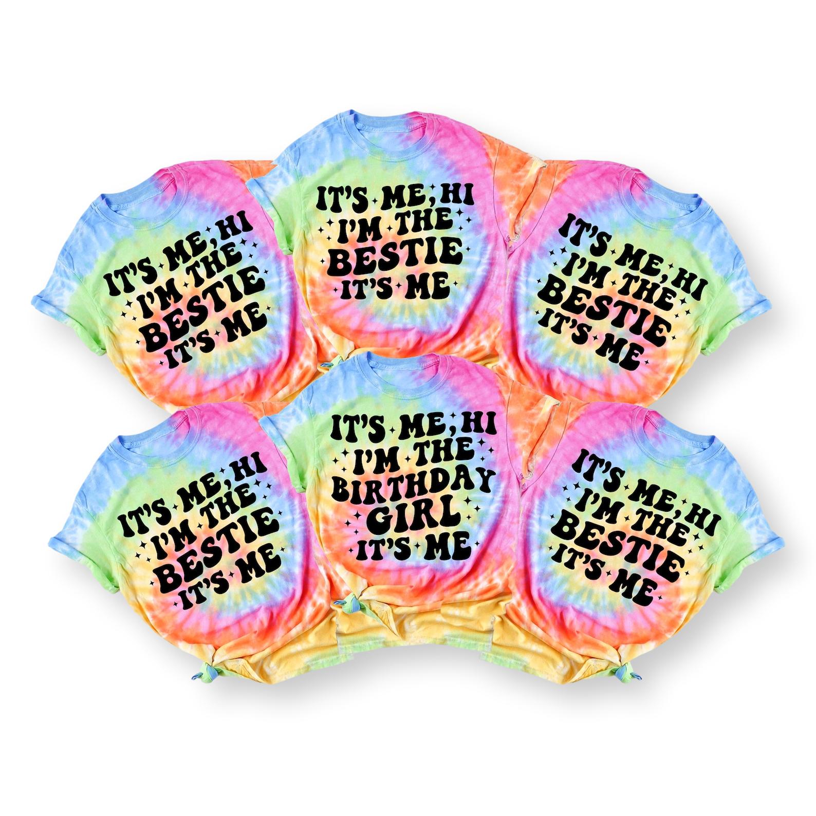 Embossed It's Me Hi I'm The Birthday Girl Shirt for Women and Girls Puff printed Birthday Tee, Tie Dye Birthday Girl T-shirt Tye Dye Birthday Era, Birthday Gift