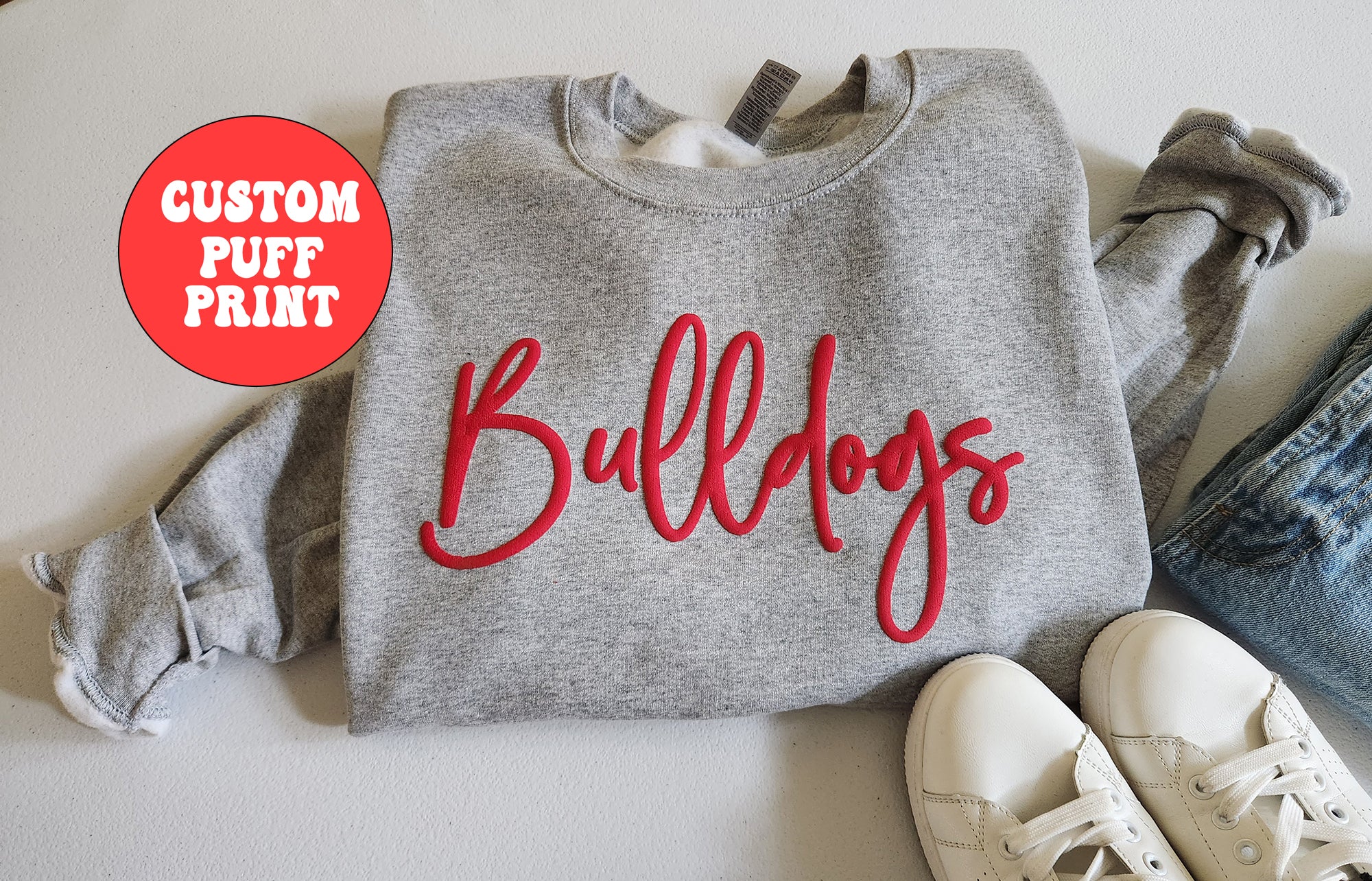 Custom shirt Puff Print, school Mascot Sweatshirt, personnalized School Spirit shirt, sport Team Sweatshirt, Custom Christmas gift