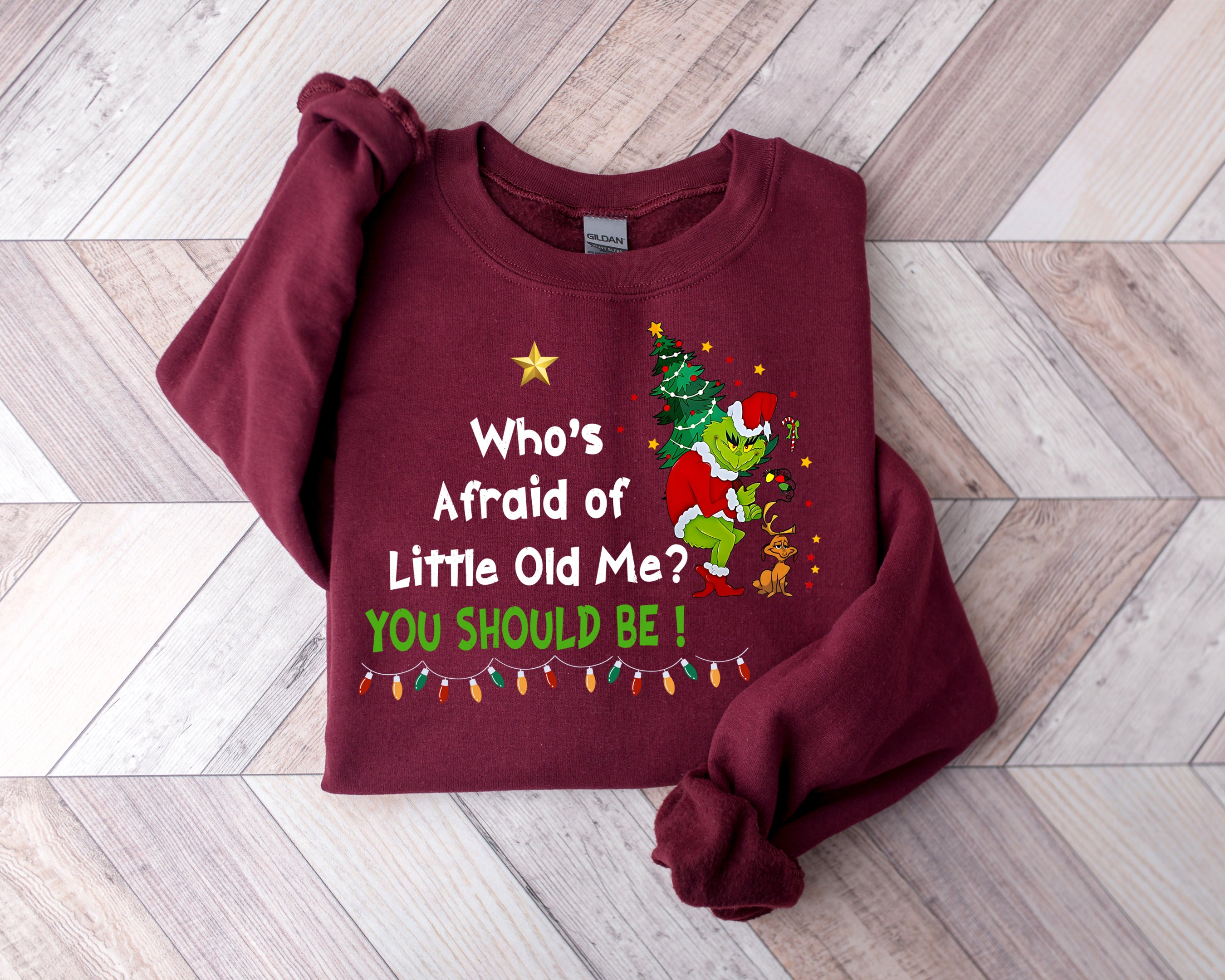 Who's Afraid of little olf Me Grinch Christmas Shirt, Swfities christmas Gift, Swifie shirt, Taylor christmas shirt, Grinchmas Christmas sweatshirt, Grinch Christmas movie sweater, holiday crewneck Christmas friends shirt, Xmas gifts For women